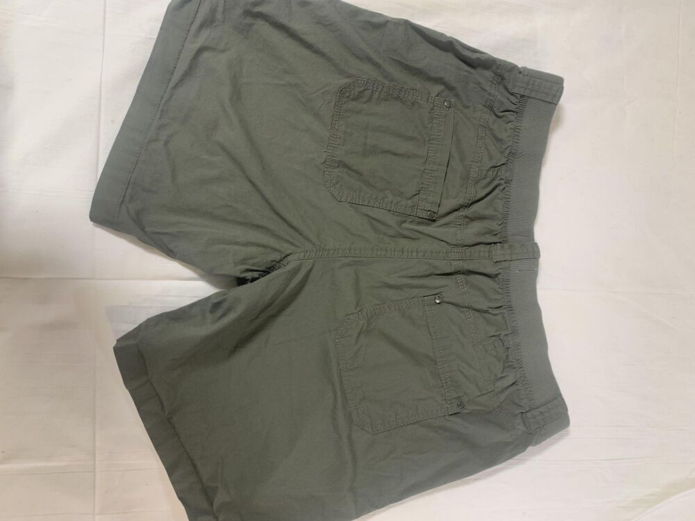 Dā-sh Green Shorts Cargo Womens Large Adults Elastic Waist Button Roll Tab Casua